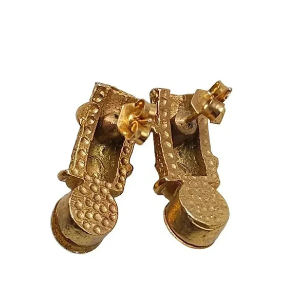 High End Runway 1980s Clear Rhinestone Crystal Earrings Gold Tone Vintage - Picture 5 of 5